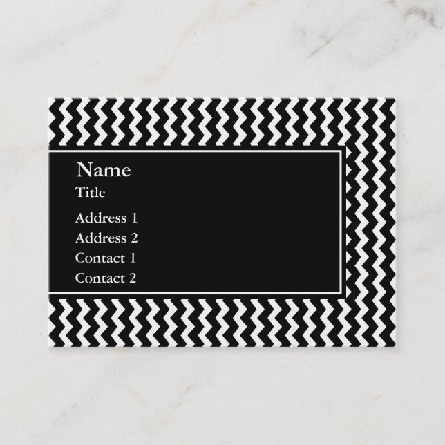Elegant Black and White Zigzag Pattern Business Card (Front)