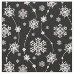 Elegant Black and Winter White Snowflake Patterns Fabric