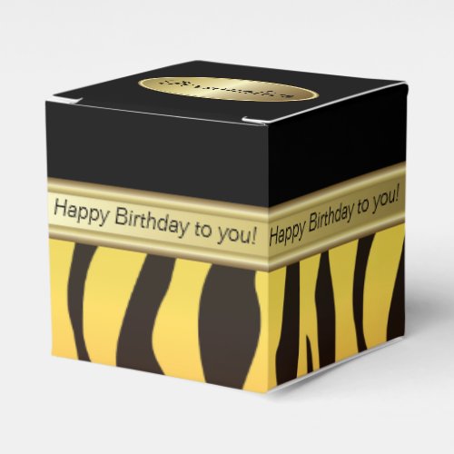 Elegant Black and Yellow Orange Zebra  Birthday Favor Boxes