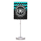 Elegant Black Aqua Retro Polka Dot Chevron