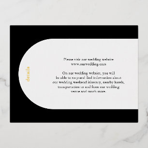 Elegant Black Arch Modern Wedding Foil Invitation Postcard