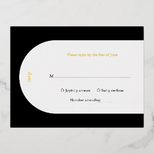 Elegant Black Arch Modern Wedding Foil Invitation Postcard