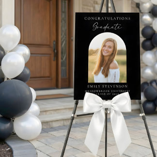 Elegant Black Arch Photo Graduation Welcome Sign