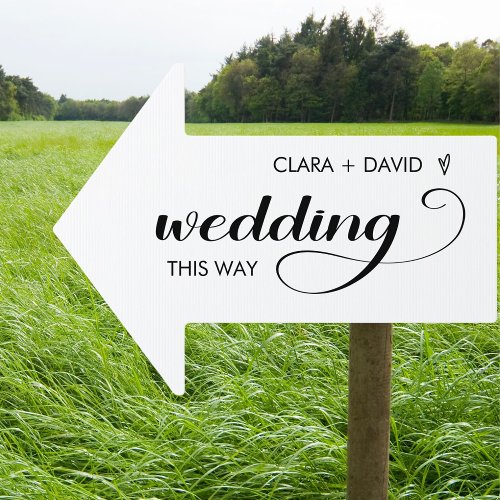 Elegant Black Arrow Wedding Directional Sign