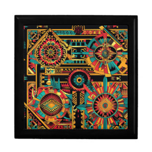 Elegant Black "Aztec Dream" Square Tile Gift Box