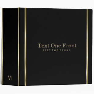 Elegant Black Background Gold Stripe 3 Ring Binder