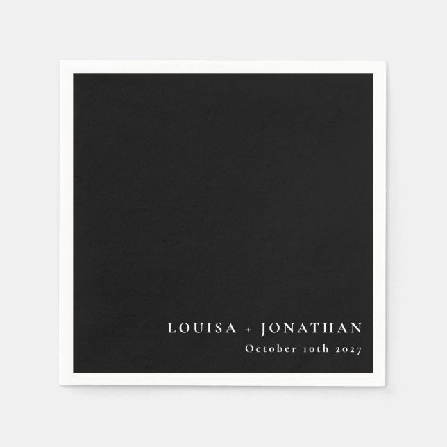 Elegant Black Background Trendy Minimal Custom Napkins (Front)