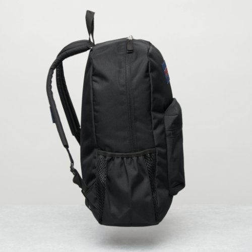 Elegant black backpack witch golden parrot design