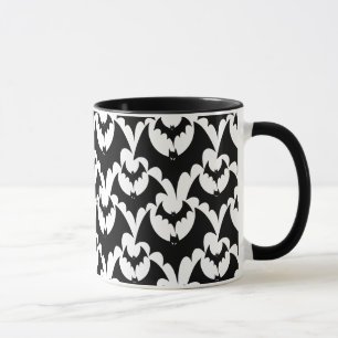 Elegant Black Bats Gothic Halloween Pattern Mug