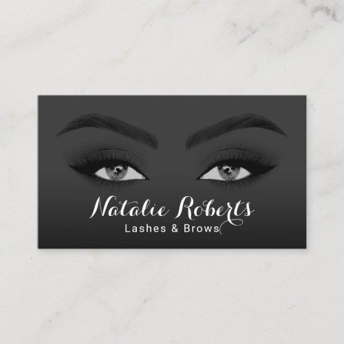 Elegant Black Beauty Lashes  Brows Salon Spa Business Card