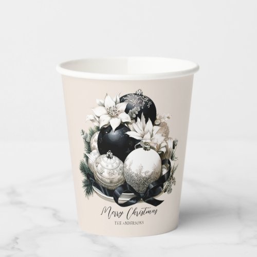 Elegant black beige ivory Christmas ornament Paper Cups