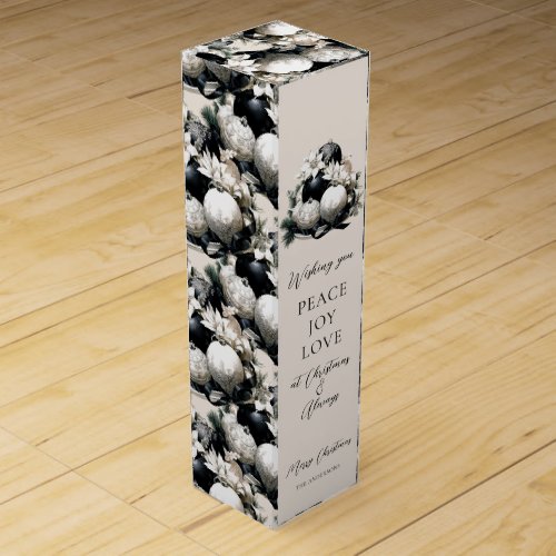 Elegant black beige ivory Christmas ornament Wine Box