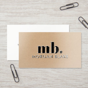 Elegant Black Beige Minimal Bold Monogram Raised Spot UV Business Card