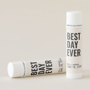 Elegant Black Best Day Ever Wedding Favor Lip Balm