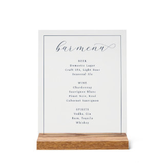 Elegant Black Beverage Listing Acrylic Sign