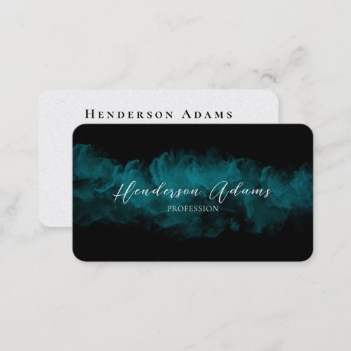 Elegant Black Blue Cloudy Abstract Signature Business Card