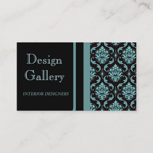 Customizable Elegant Black Blue Damask Business Card