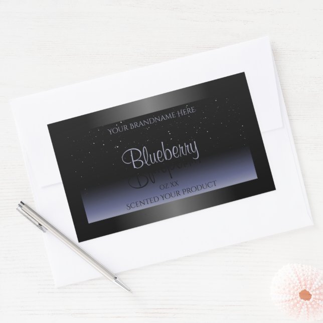 Elegant Black Blue Gradient Product Labels Glitter (Envelope)