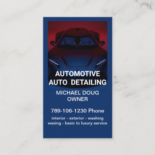 Elegant Black Blue Mobile Auto Car Wash Detailing  Business Card