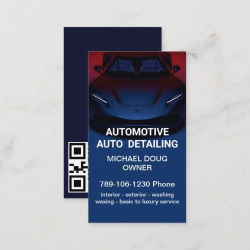 Elegant Black Blue Mobile Auto Car Wash Detailing  Business Card