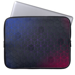 Elegant Black-Blue-Red Geometric Pattern Laptop Sleeve