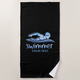 Elegant Black Blue swimmer ,Swim Swimming Pool Beach Towel