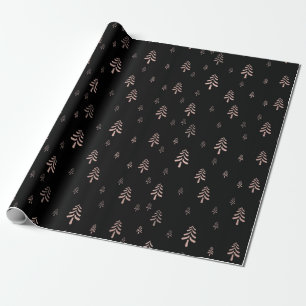 Elegant black blush pink christmas trees wrapping paper