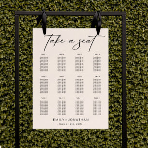 Elegant  Black Boho Wedding Seating Chart Foam Board