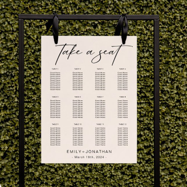 Elegant  Black Boho Wedding Seating Chart Foam Board (Creator Uploaded)