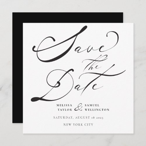Elegant Black Bold Calligraphy Script Wedding Save The Date