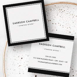 Elegant black border minimal modern professional square business card