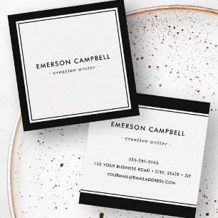 Elegant black border minimal modern professional square business card