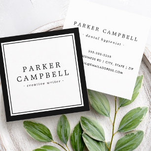 Elegant black border professional minimalist square business card