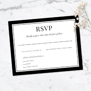 Elegant Black Border Wedding Reply Card