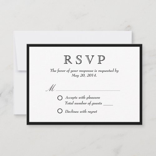 Elegant Black Border Wedding RSVP Card
