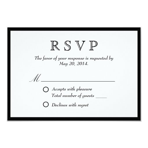 Elegant Black Border Wedding RSVP Card | Zazzle