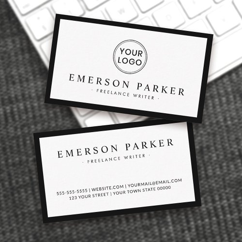 Elegant black border white modern minimalist logo business card