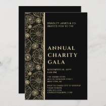 Elegant Black Botanical Charity Event Gala Party Invitation