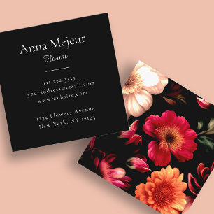 Elegant Black Botanical Florist Business Card