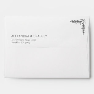 Elegant Black Botanical Line Drawing Envelope