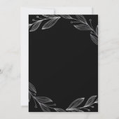 Elegant Black Botanical Silver Leaves Wedding Invitation (Back)