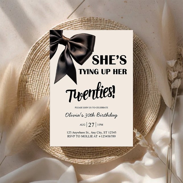 Elegant Black Bow 30th Birthday Invitation (Creator Uploaded)