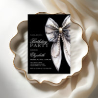 Elegant Black Bow and Pearl Birthday Party