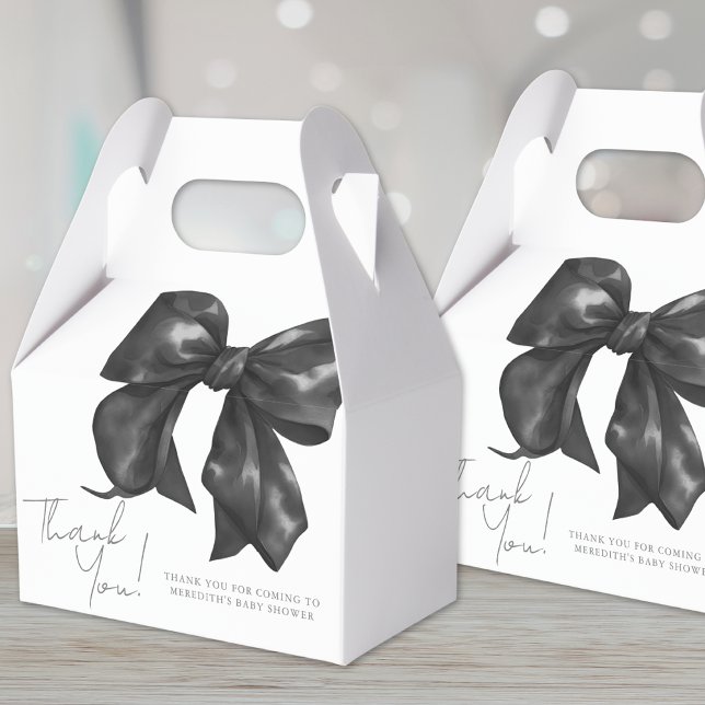 Elegant Black Bow Baby Shower Favor Boxes (Elegant Black Bow Baby Shower Favor Boxes )