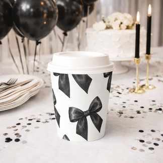 Elegant Black Bow Birthday Paper Cups
