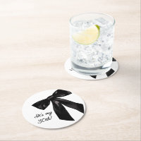 Elegant Black Bow Birthday Party Coasters