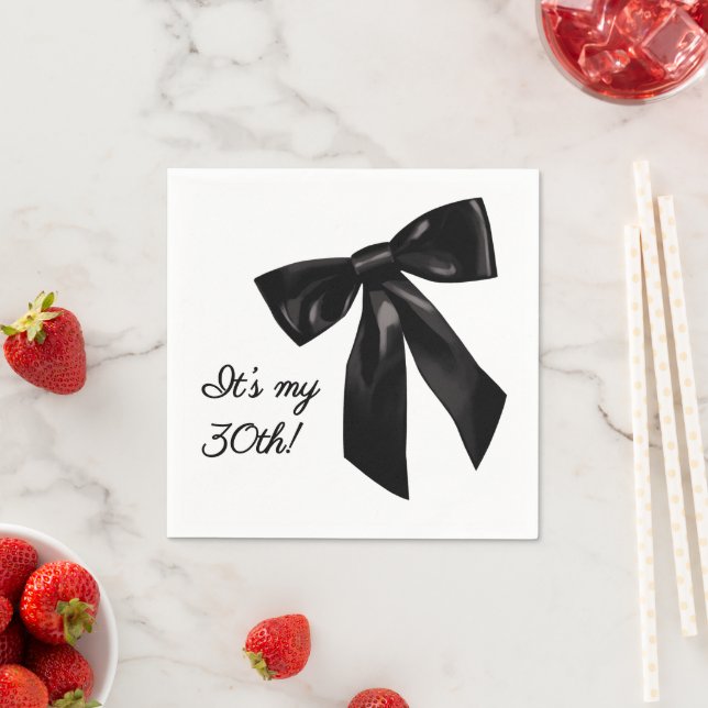 Elegant Black Bow Birthday Party Napkins (Insitu)