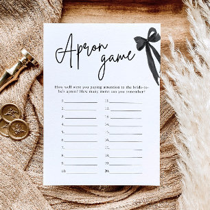 Elegant Black Bow Bridal Shower Apron Game Invitation