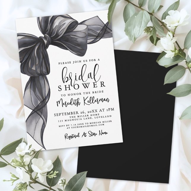 Elegant Black Bow Bridal Shower Invitation (Elegant Black Bow Bridal Shower Invitation)