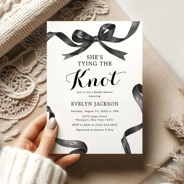 Elegant Black Bow Bridal Shower Invitation (Creator Uploaded)